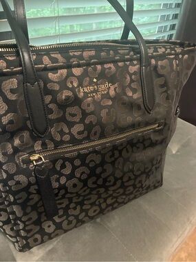 kate spade Black and Metallic Leopard Tote